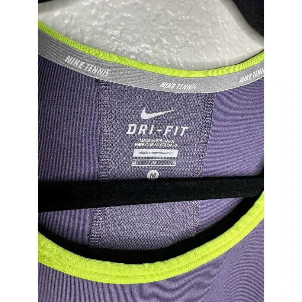 Nike Tennis Shirt Womens Medium Purple Yellow Dri-FIT Tank Top Sleeveless